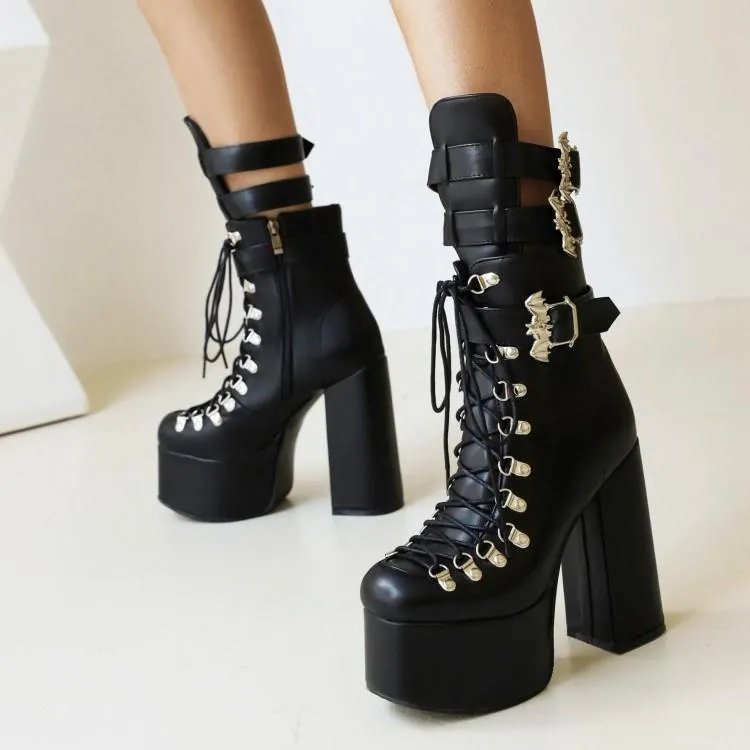 Amozae-Back To School Gifts Goth Punk High Heels Boots