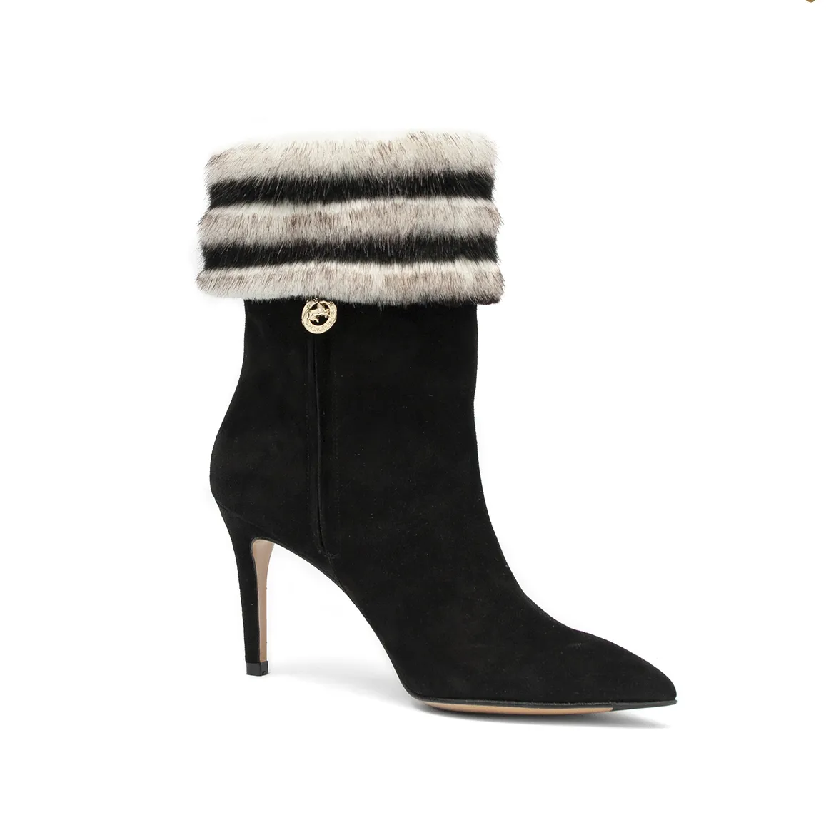 Black And White Fur Ankle Boots