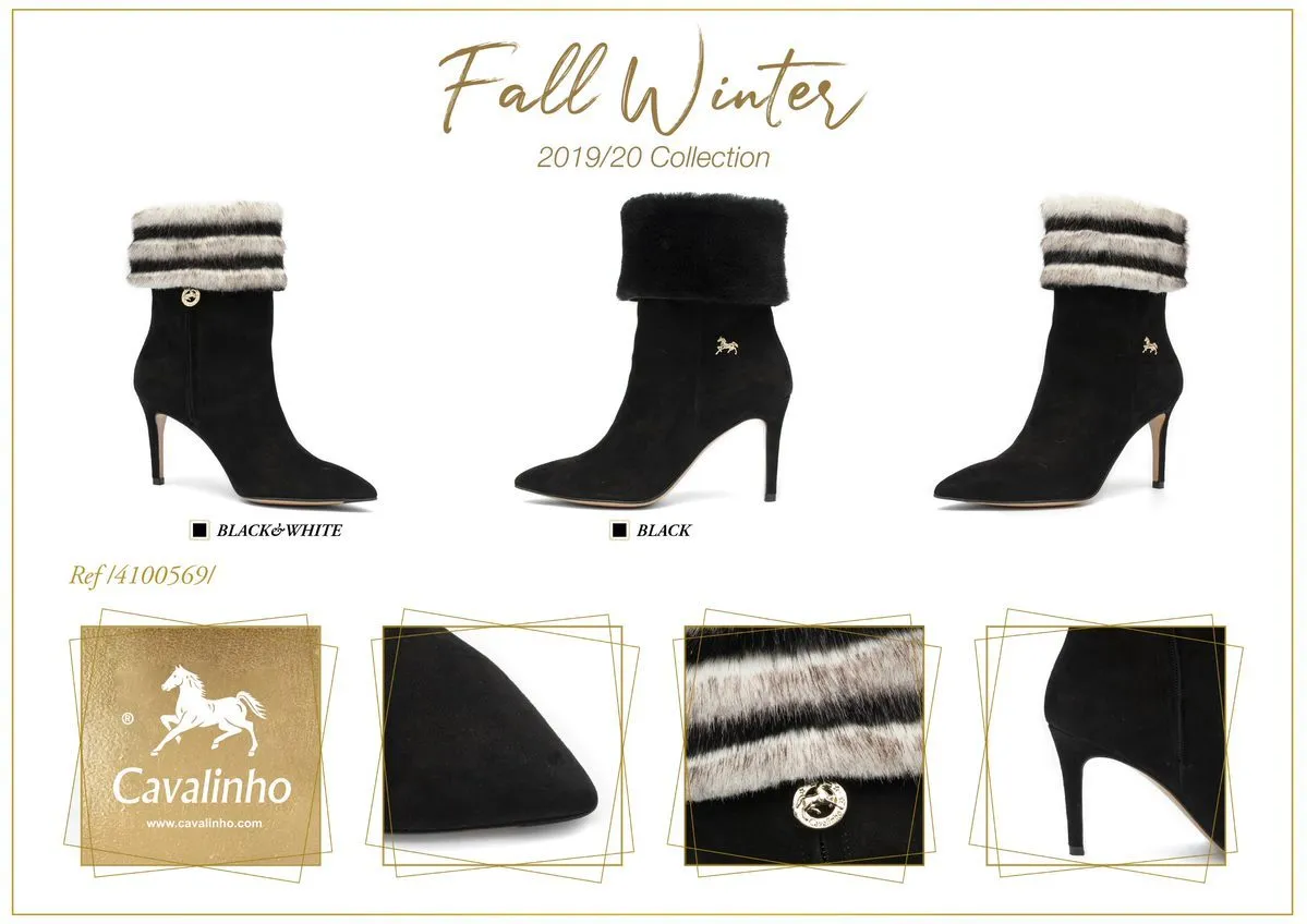 Black And White Fur Ankle Boots