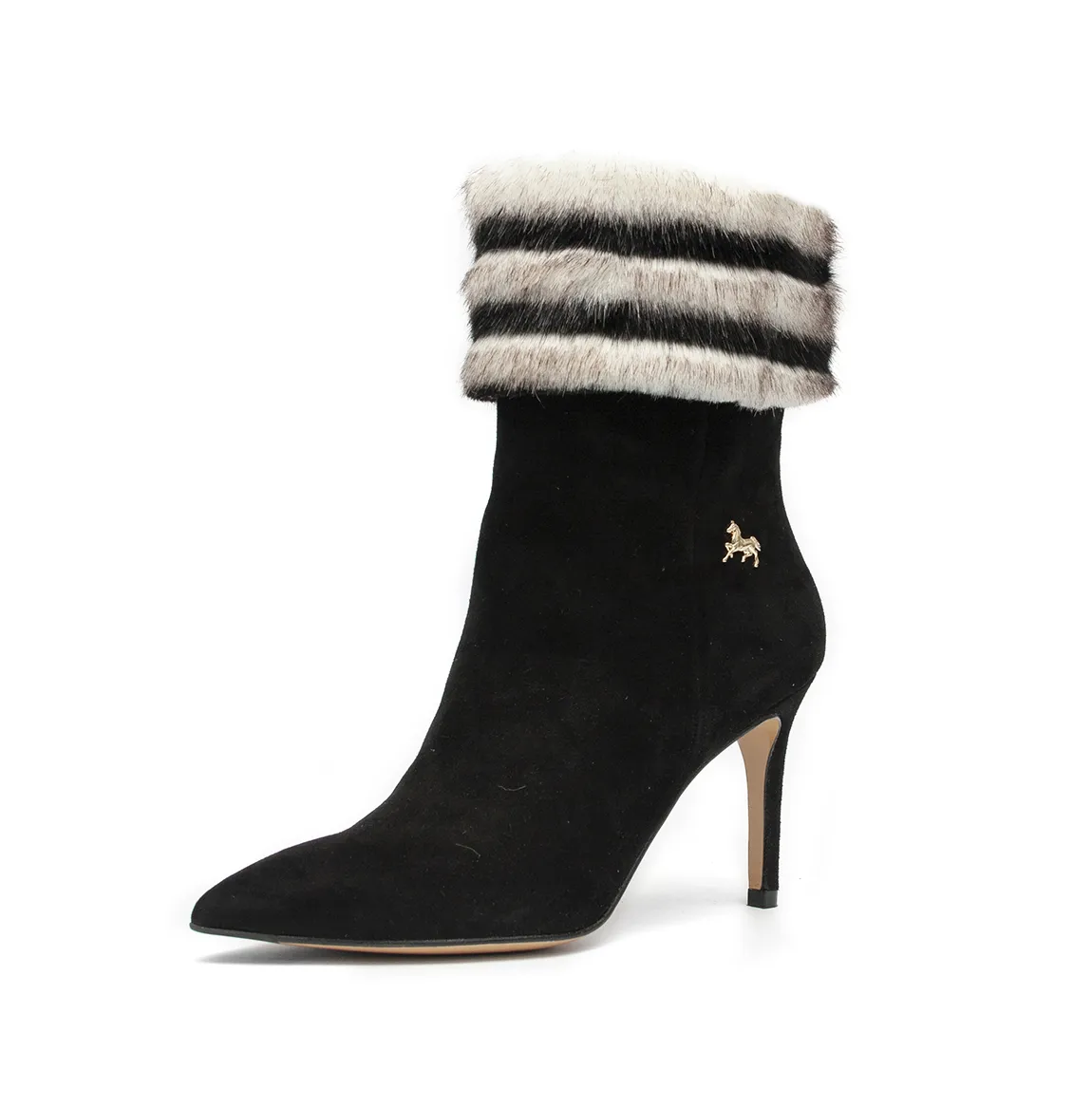 Black And White Fur Ankle Boots