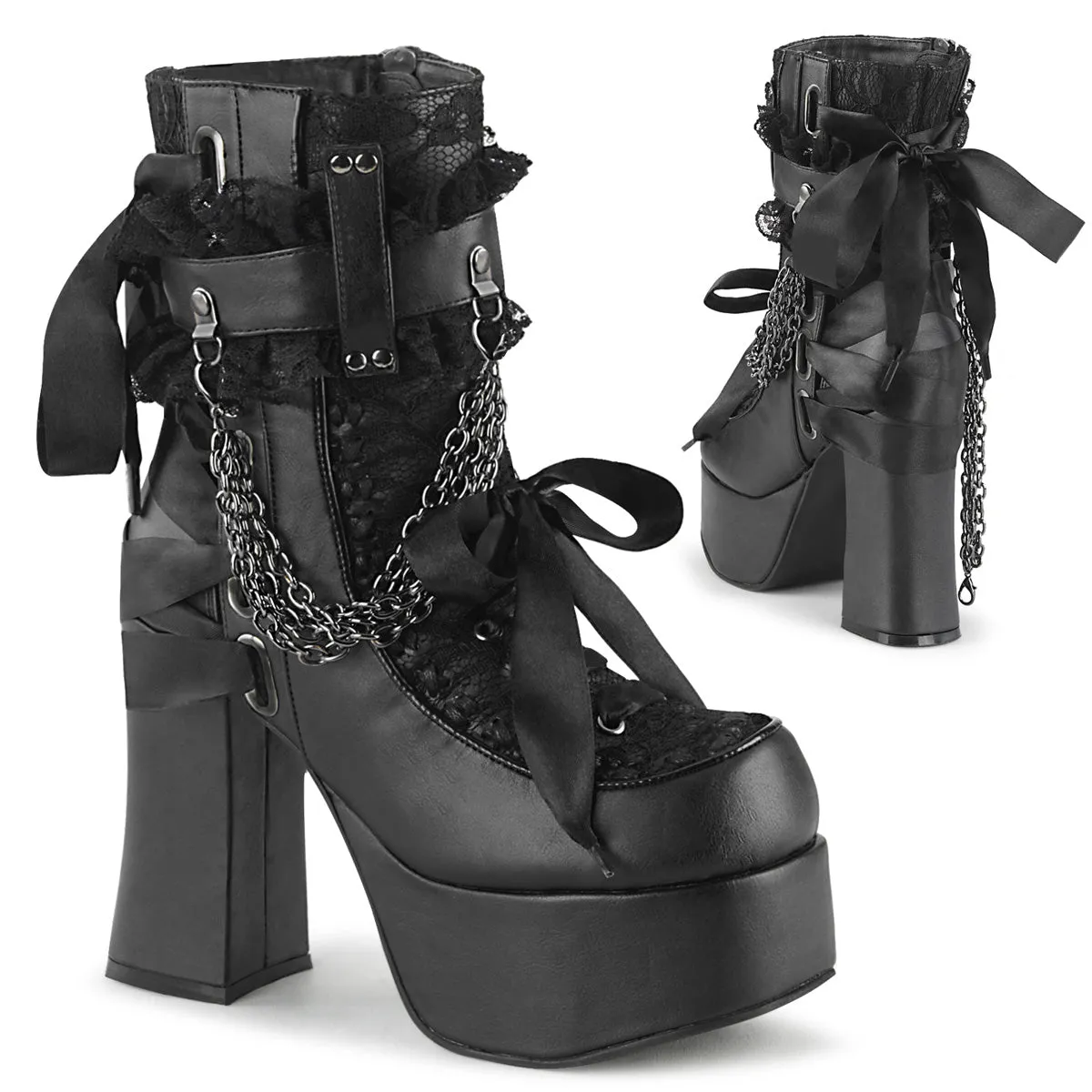 CHARADE-110 Demoniacult Alternative Footwear Women's Gothic Black Ankle Boots