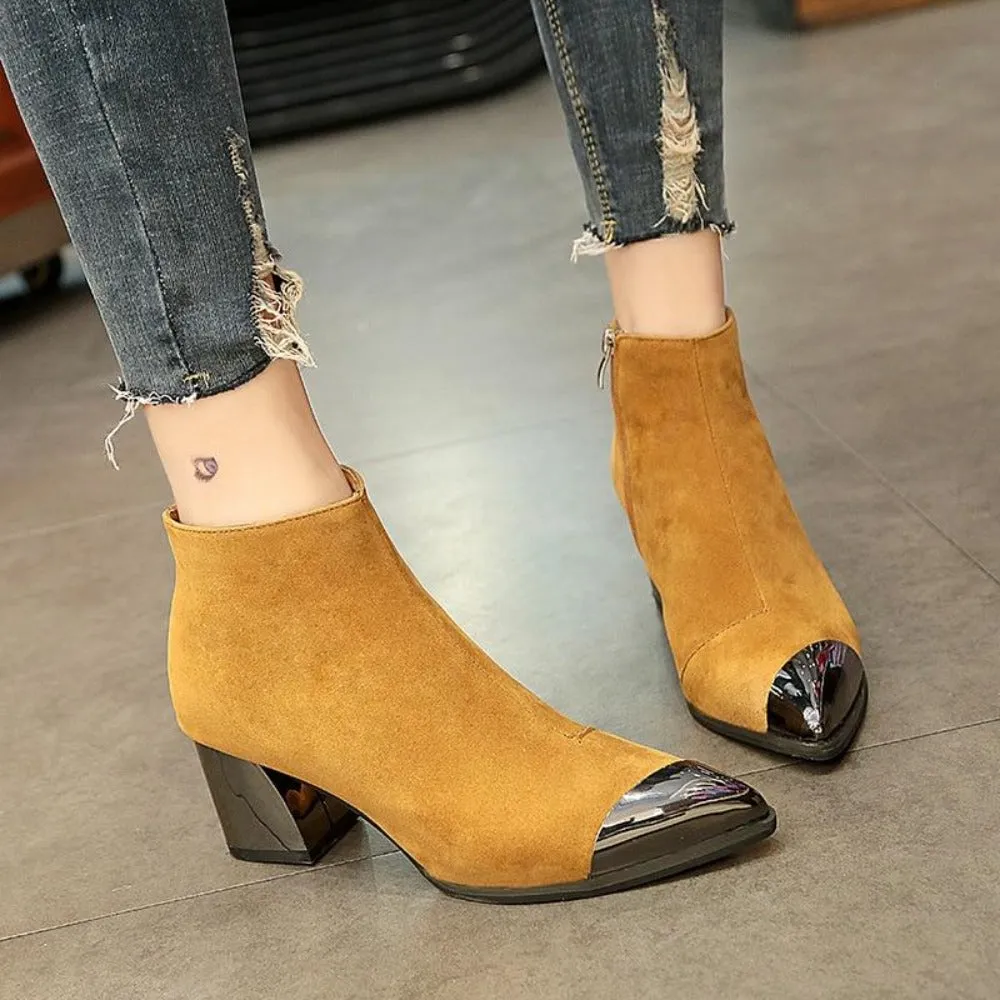 Chelsea High Square Heel Pointed Toe Boots