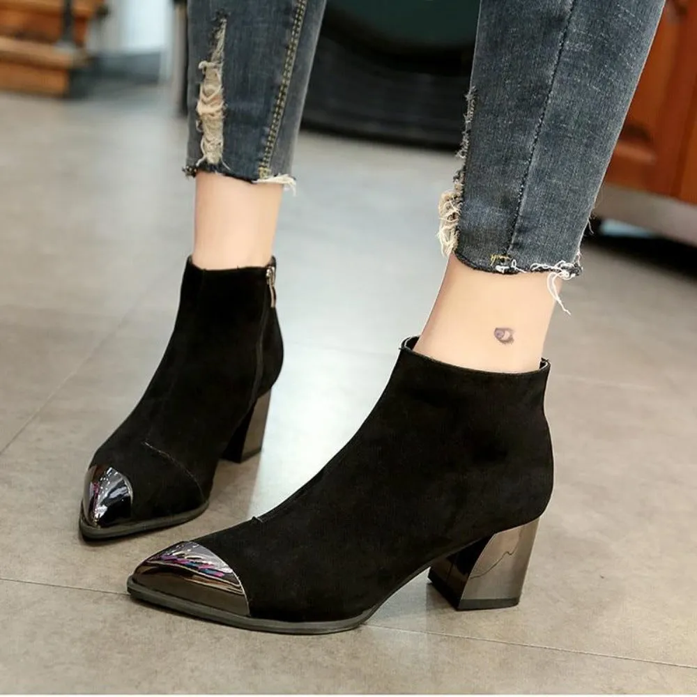 Chelsea High Square Heel Pointed Toe Boots