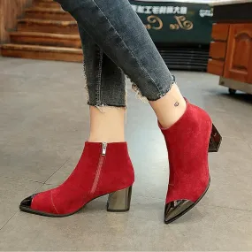 Chelsea High Square Heel Pointed Toe Boots
