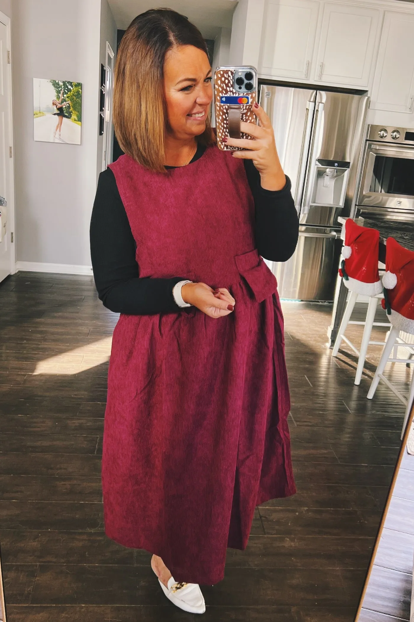 Darlene Corduroy Midi Dress Dark Burgundy