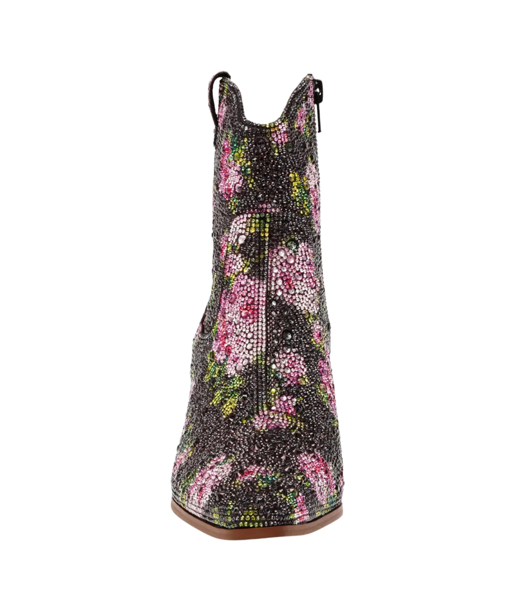 Diva Black Floral Rhinestone Ankle Boots