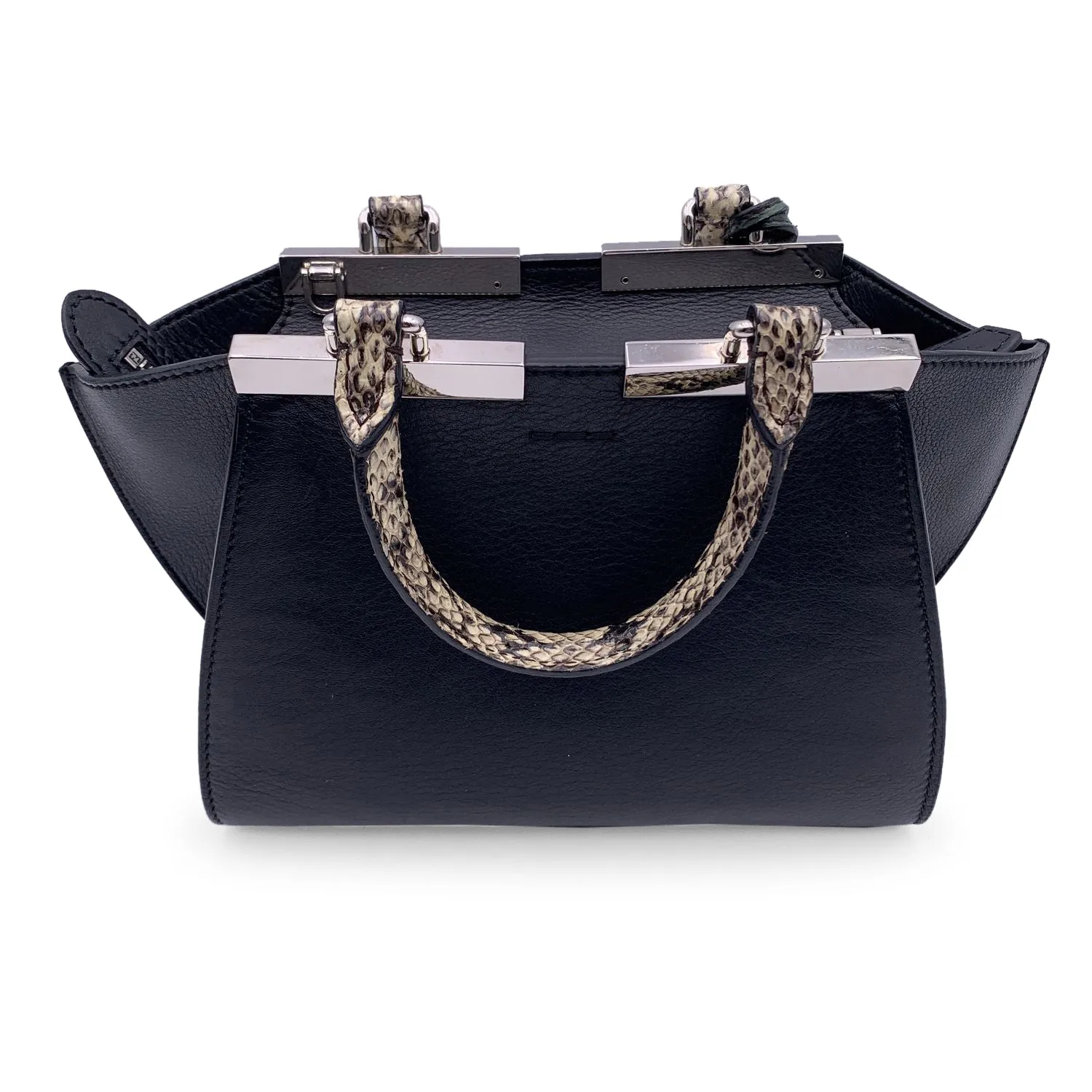 Fendi Black Leather Mini 3Jours Bag Contrast Details with Straps