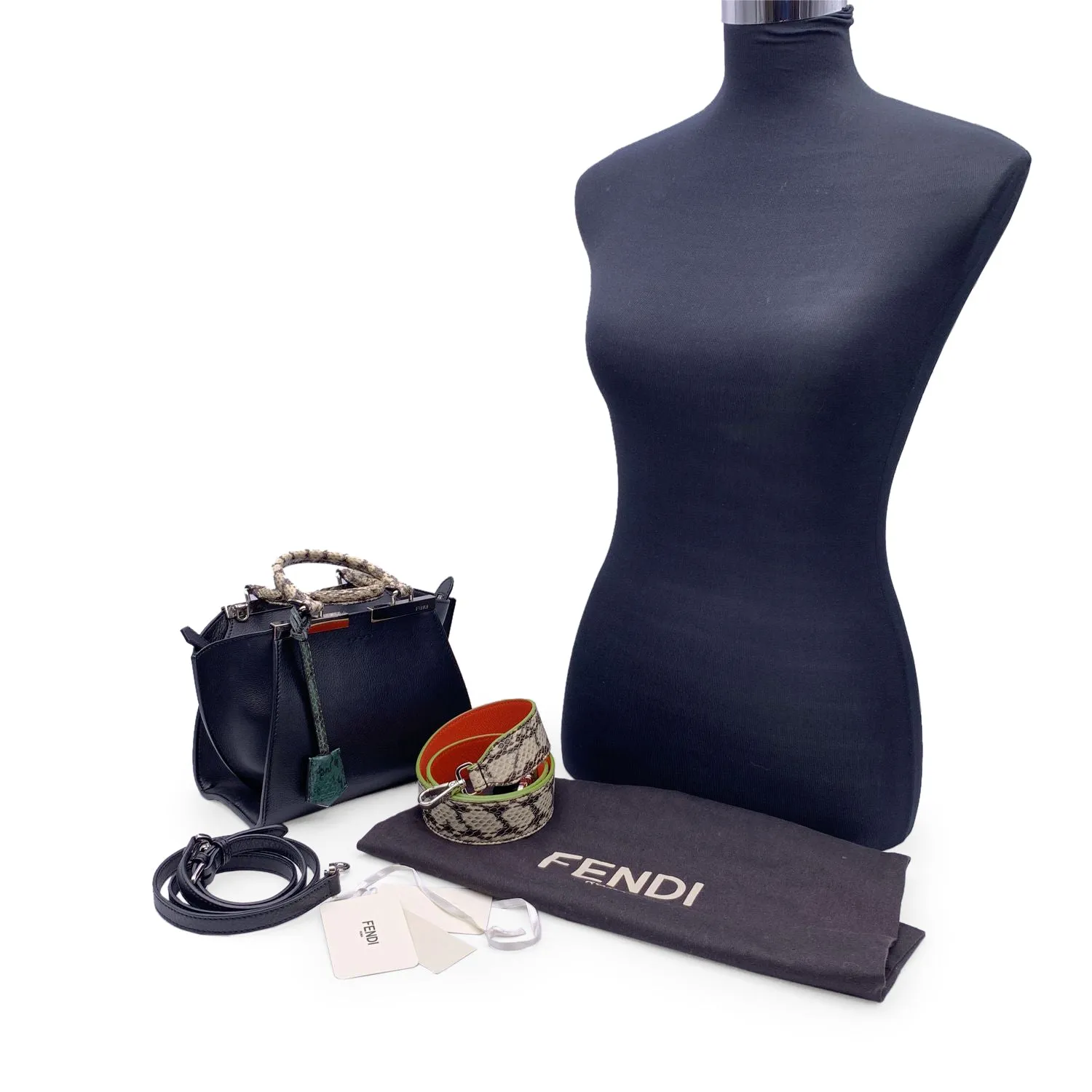 Fendi Black Leather Mini 3Jours Bag Contrast Details with Straps