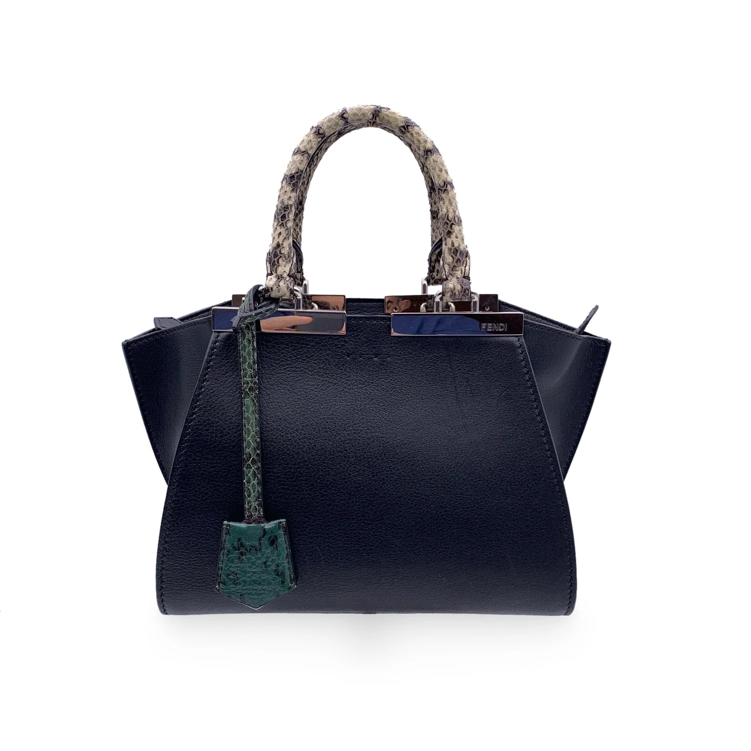 Fendi Black Leather Mini 3Jours Bag Contrast Details with Straps