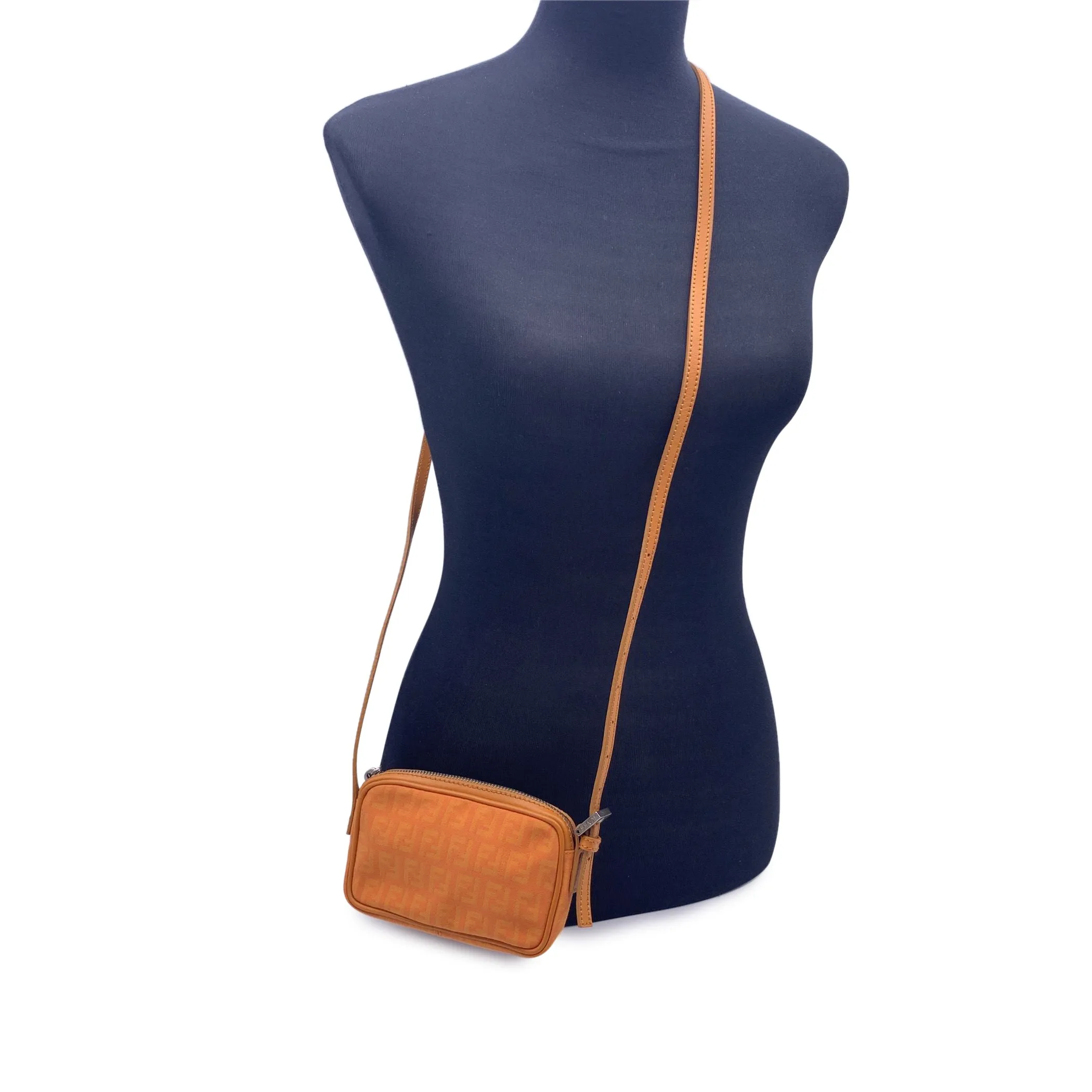 Fendi Orange FF Monogram Canvas Mini Pouch Crossbody Bag