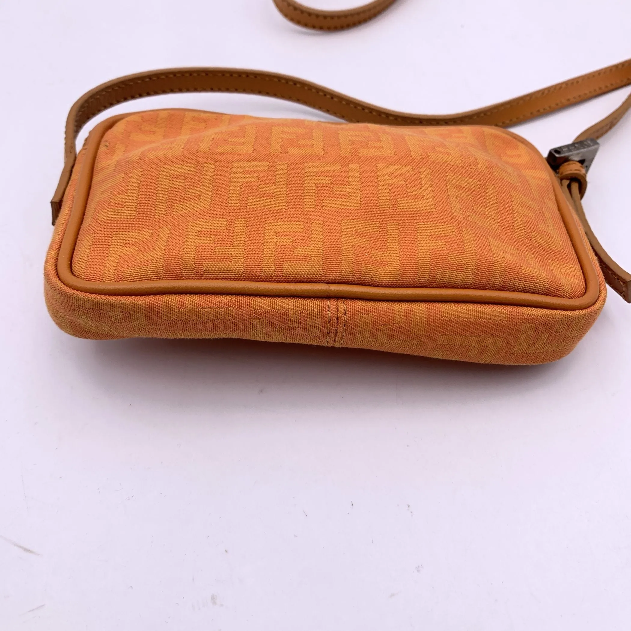 Fendi Orange FF Monogram Canvas Mini Pouch Crossbody Bag