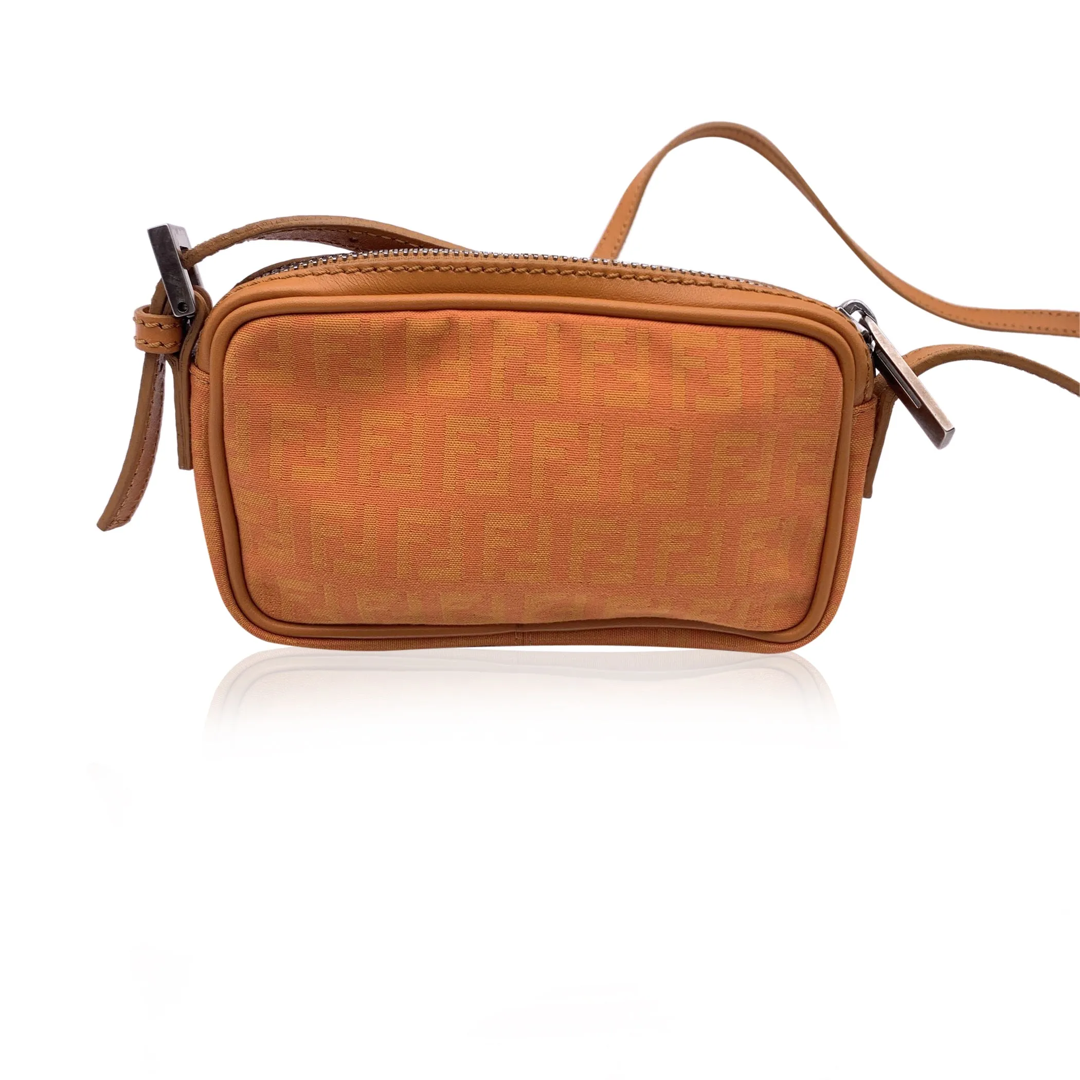 Fendi Orange FF Monogram Canvas Mini Pouch Crossbody Bag