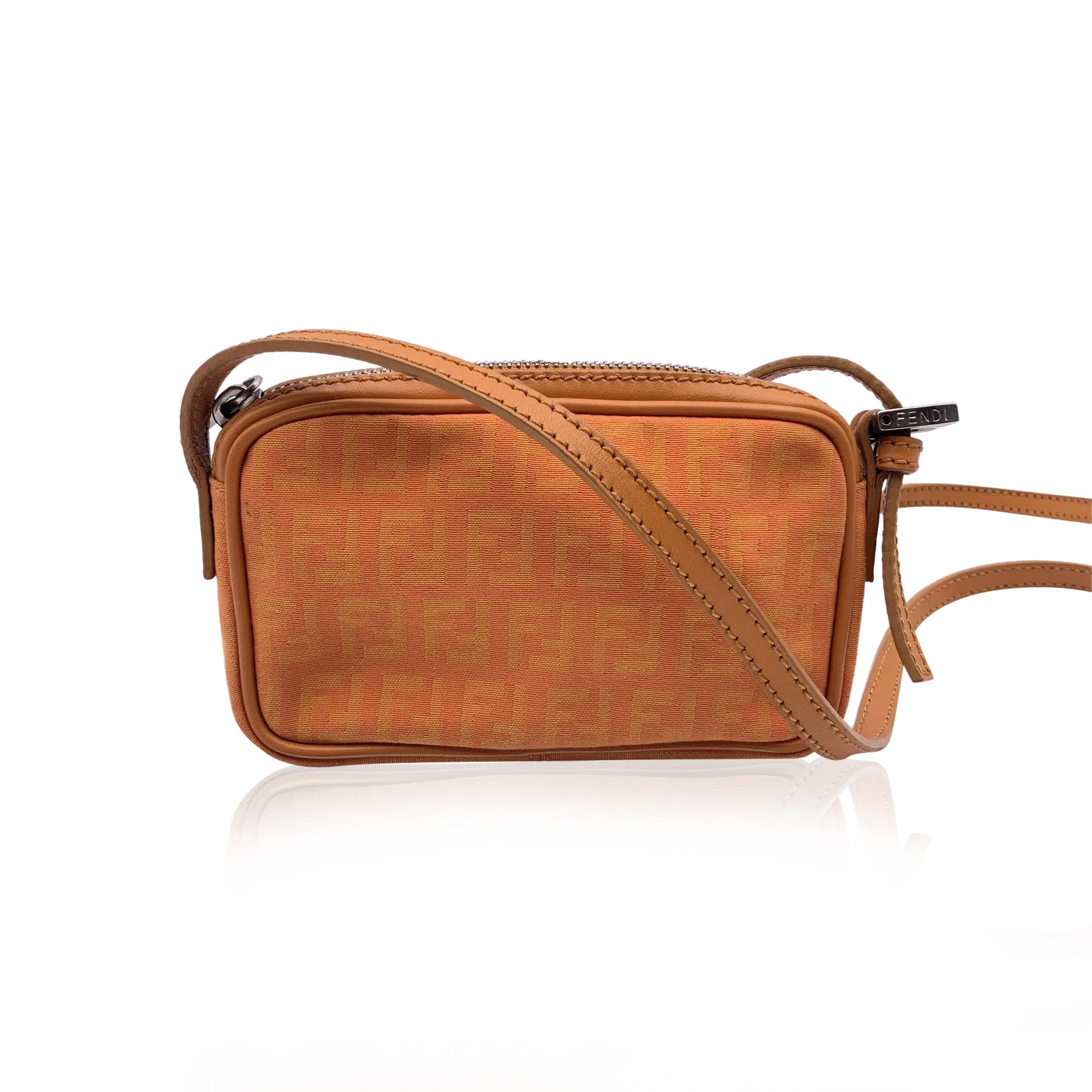 Fendi Orange FF Monogram Canvas Mini Pouch Crossbody Bag