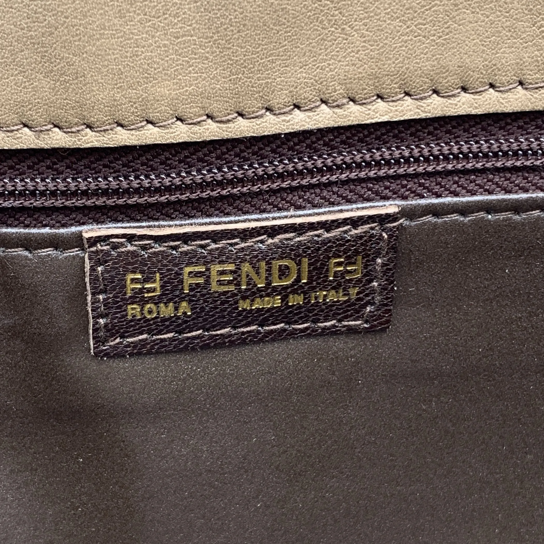 Fendi Vintage Beige Tan Woven Leather Clutch Handbag Bag