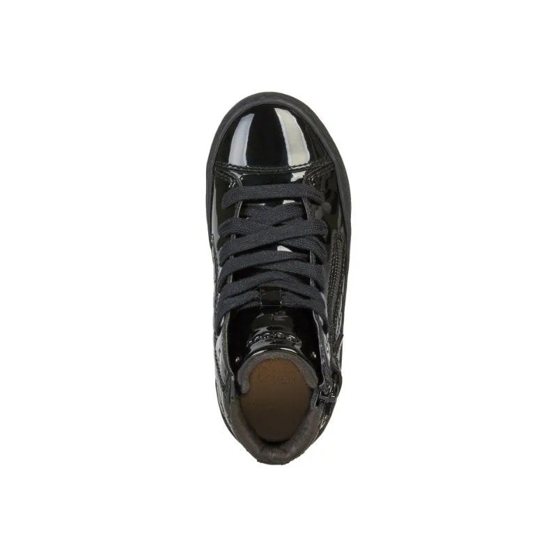 Geox Juniors Patent Black Hightop Boot - J944GD