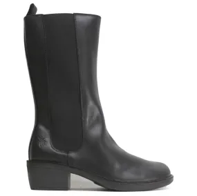 MADA081FLY Rug Leather Women's Calf Length Heel Boots
