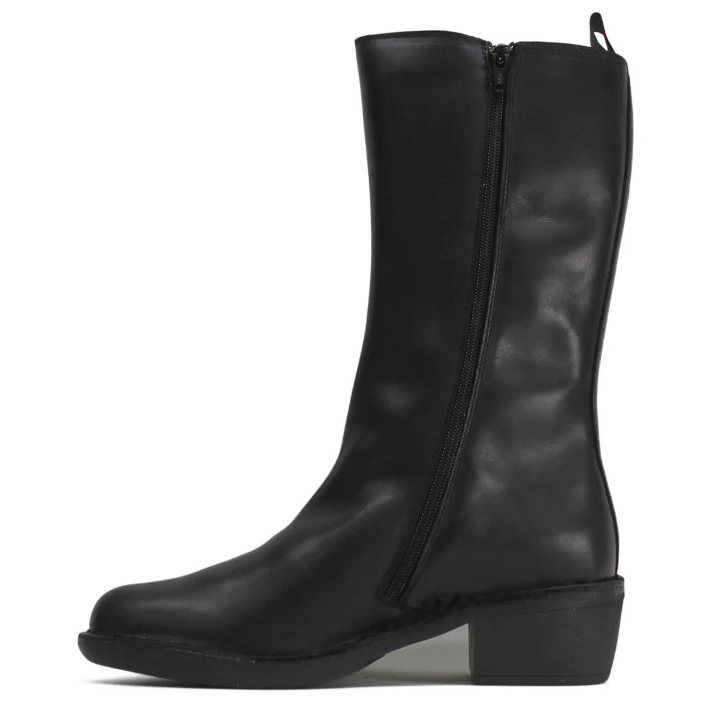 MADA081FLY Rug Leather Women's Calf Length Heel Boots