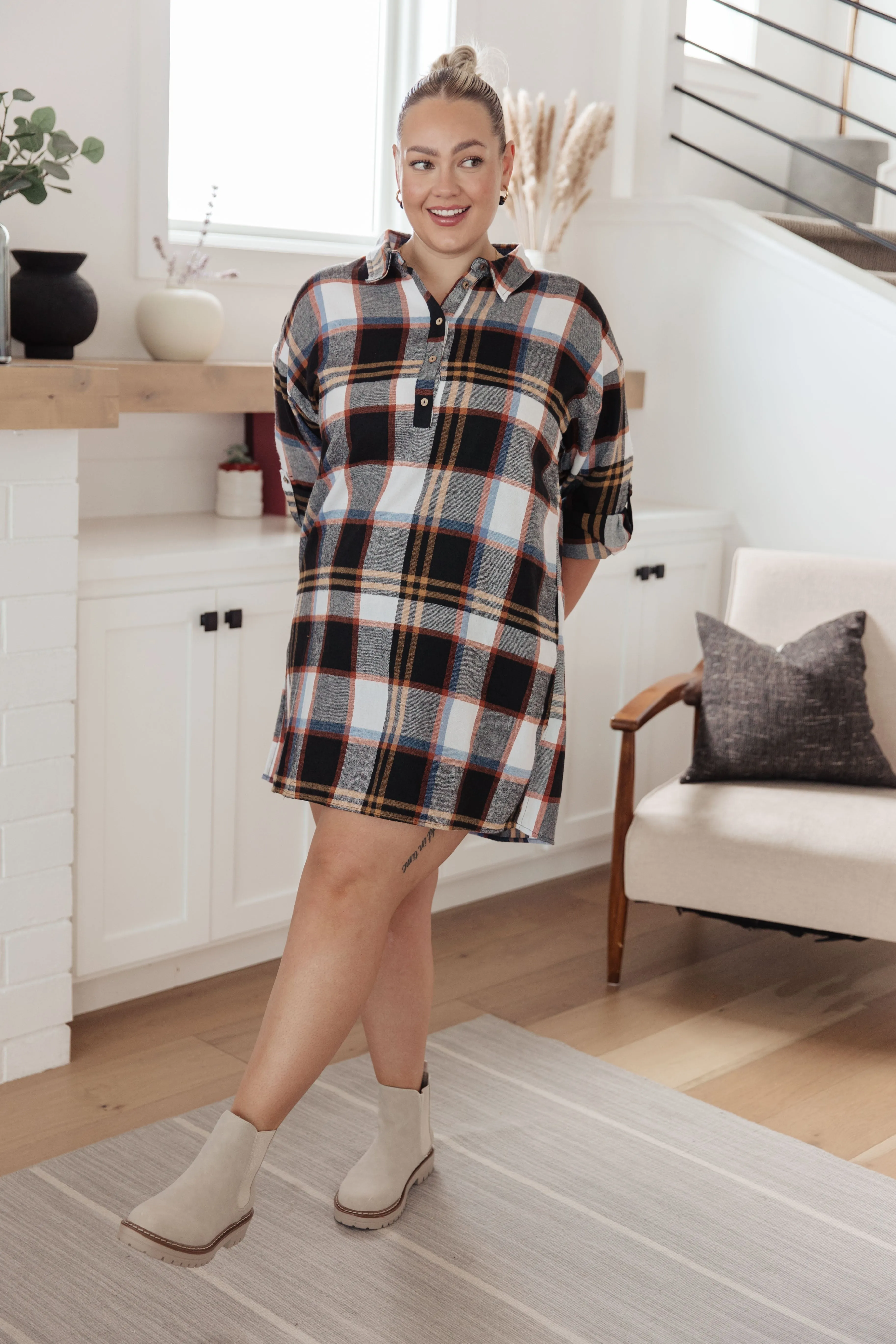 Plaid Shirt Dress in Make it Right design