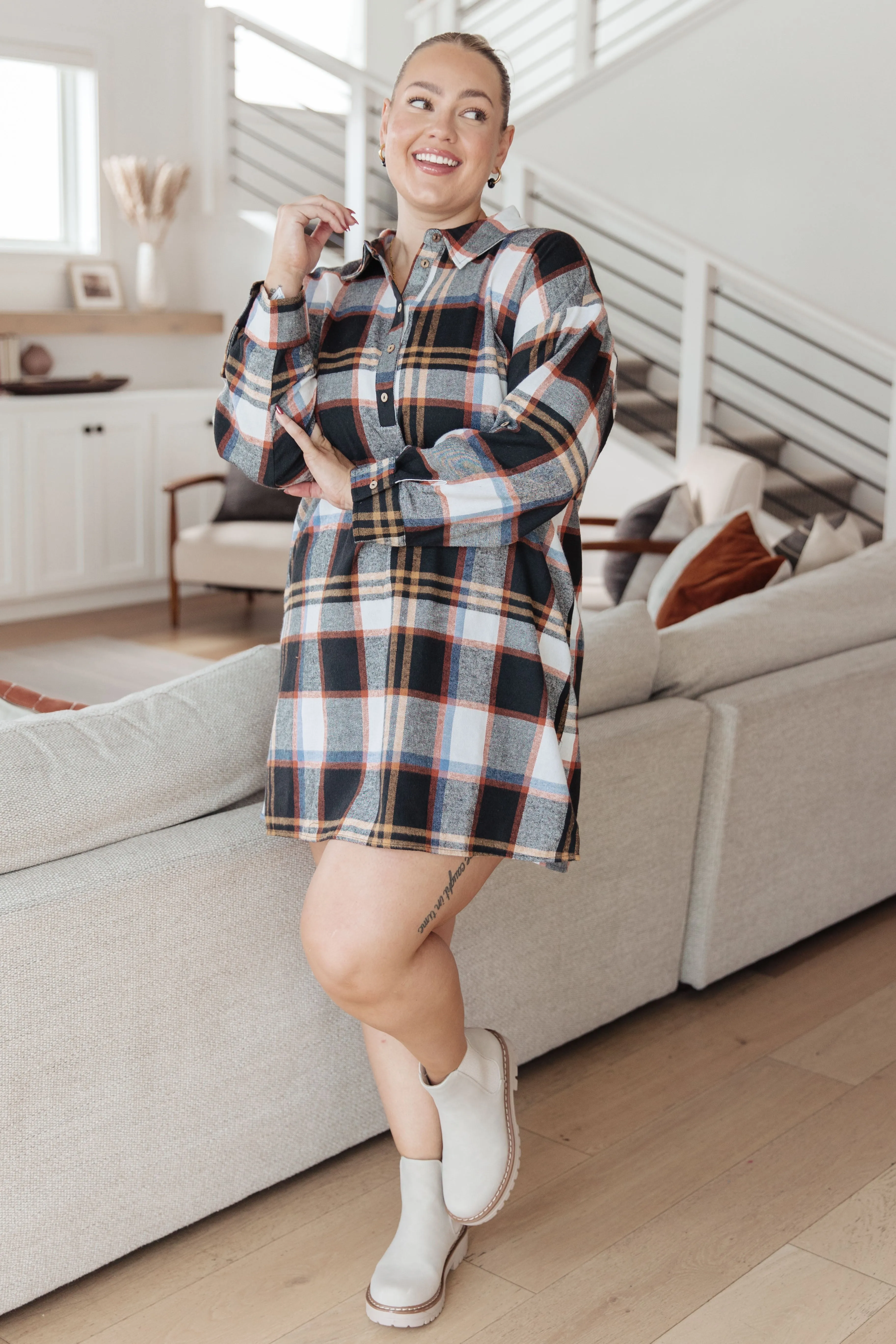 Plaid Shirt Dress in Make it Right design