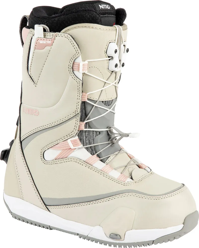 Nitro Cave TLS Step On Womens Snowboard Boots in Sand and Rose 2024