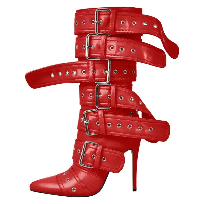 Pointed Mid-Calf Thin Heel Boots