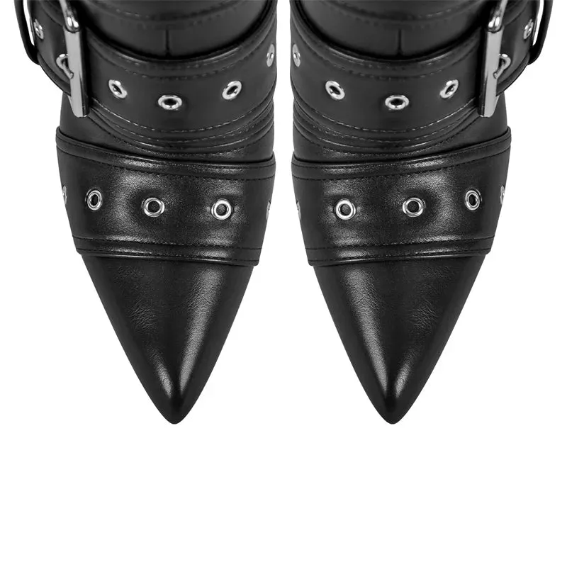 Pointed Mid-Calf Thin Heel Boots
