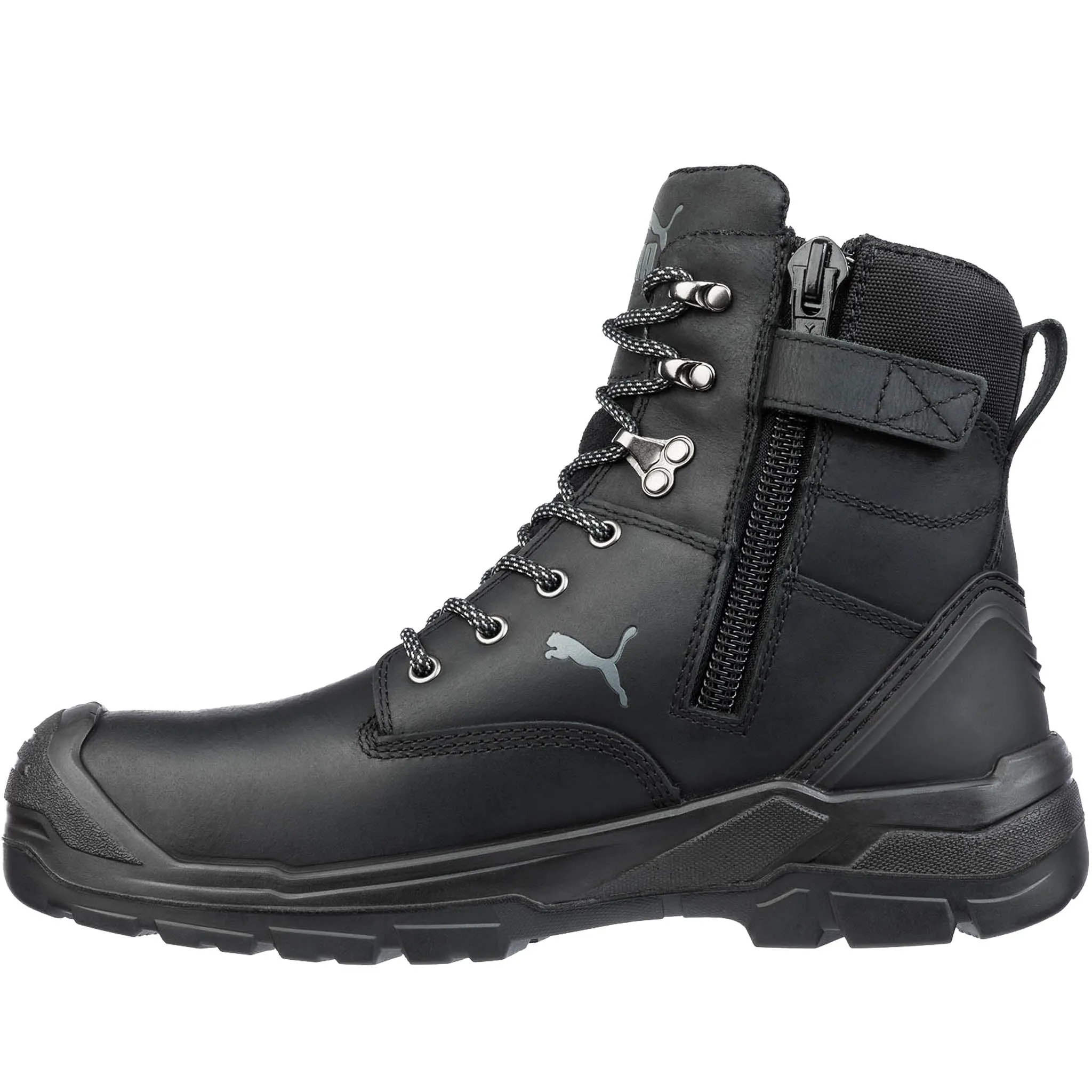 Puma Men's 630905 Conquest CTX 7" Black Zip Soft Toe Work Boots