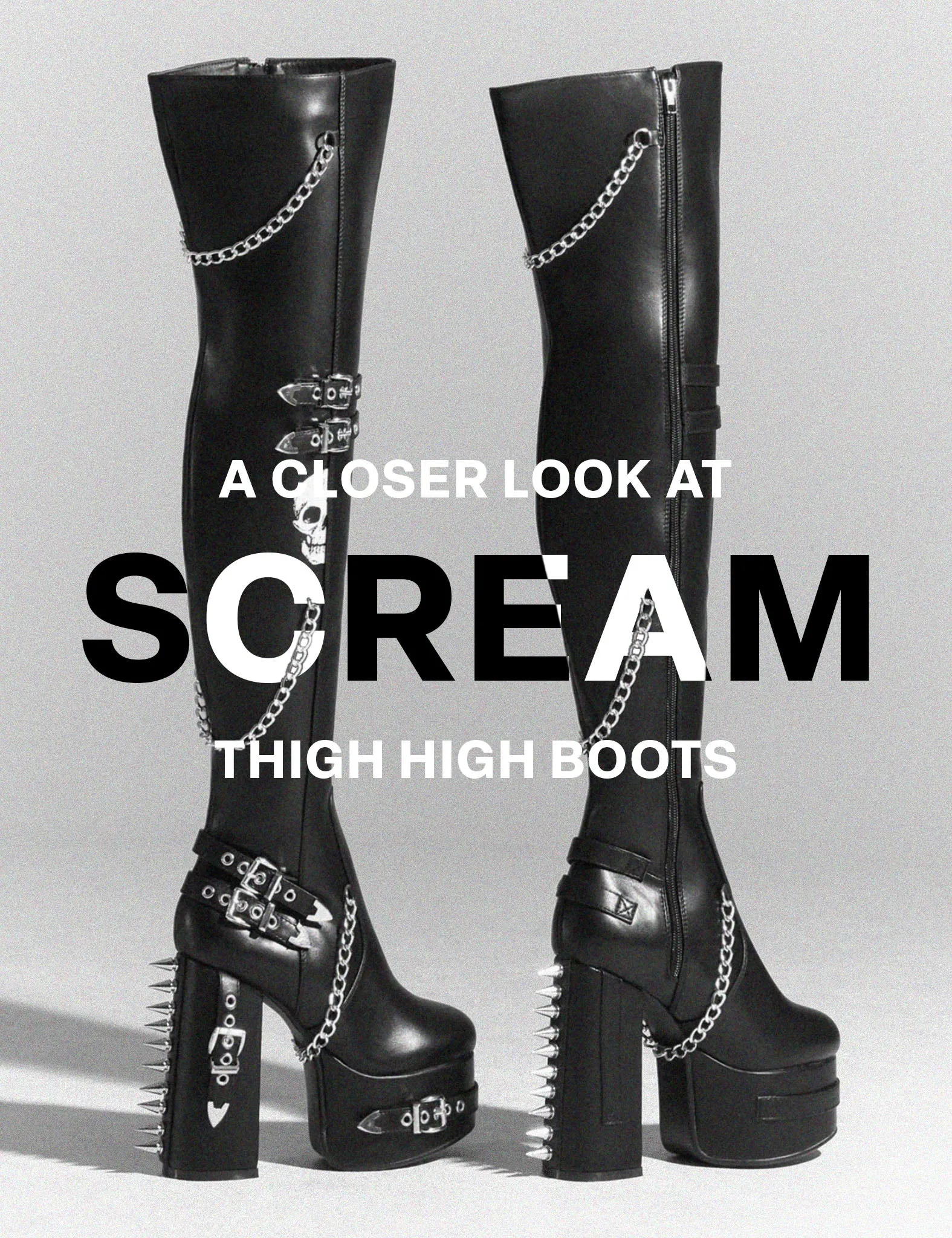 Scream Wide Calf Platform Thigh High Boots