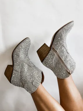 Shine Bright Rhinestone Short Boots, Clear