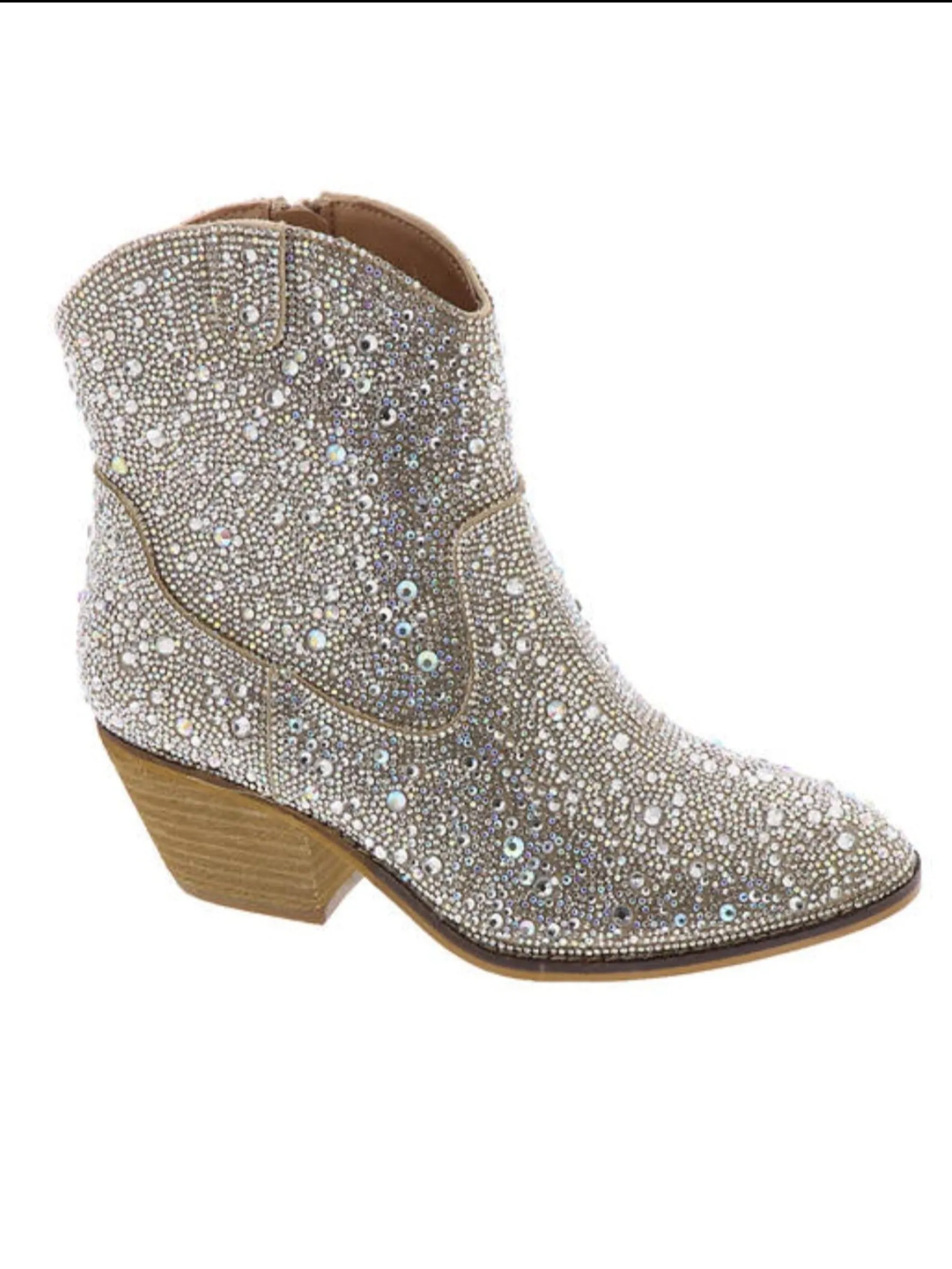 Shine Bright Rhinestone Short Boots, Clear