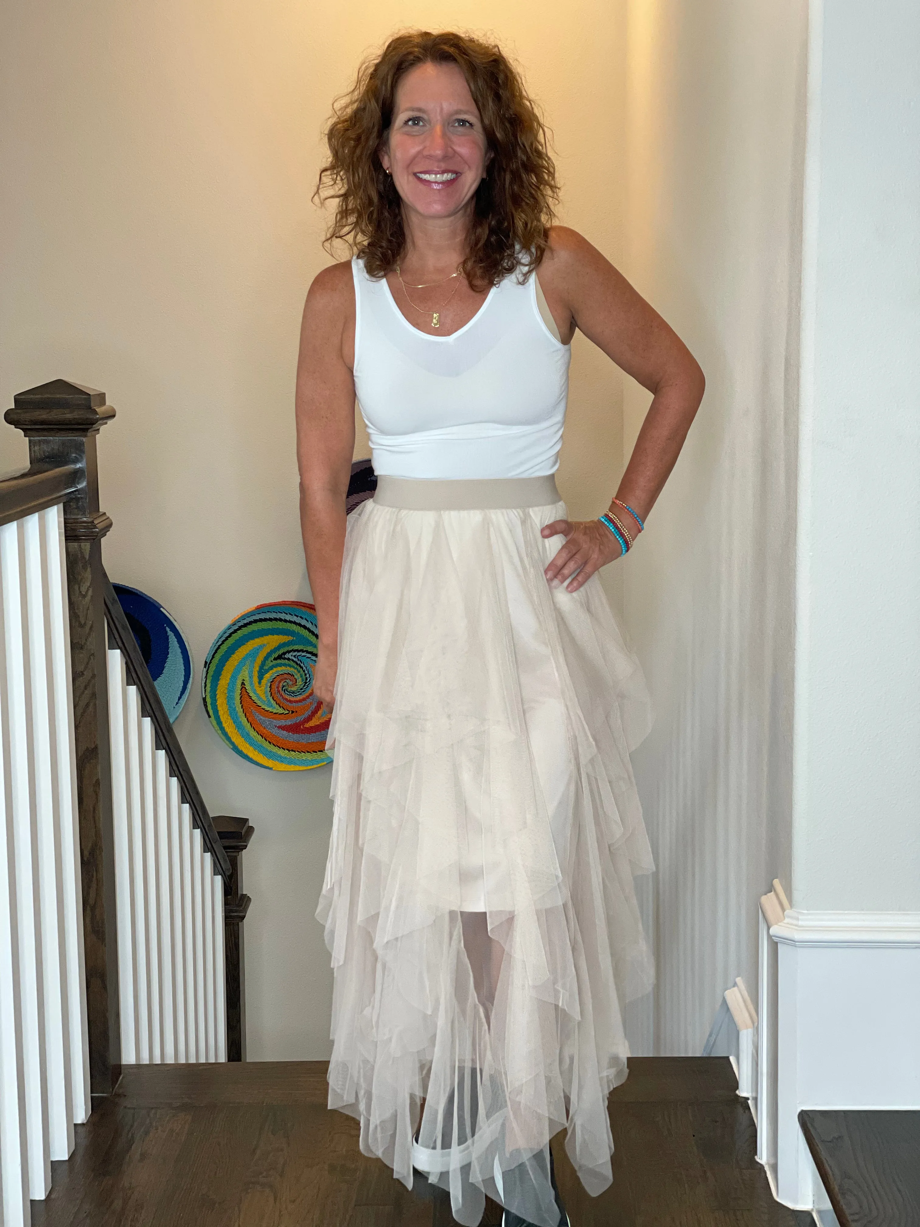 Tulle Ballerina Maxi Skirt in Nude
