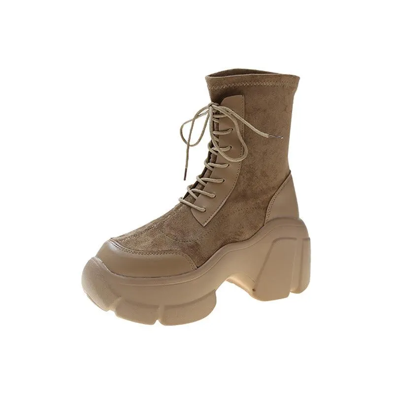 Women's Heightening Thick-Soled PU Short Boots
