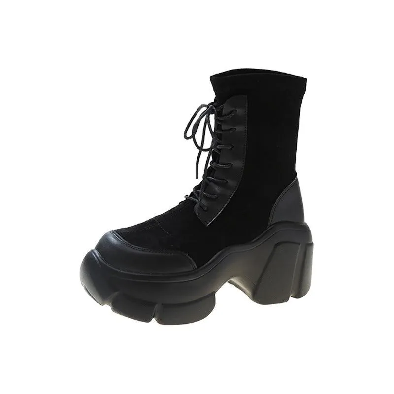 Women's Heightening Thick-Soled PU Short Boots