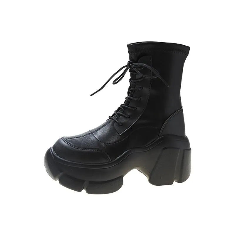 Women's Heightening Thick-Soled PU Short Boots
